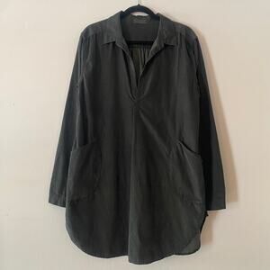 CP Shades Black Corduroy Long Sleeve Tunic Top Minimalist Cotton Women's Large